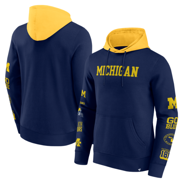 Fanatics - NCAA - Colorblock Badge Fleece Hoodie - Michigan Wolverines