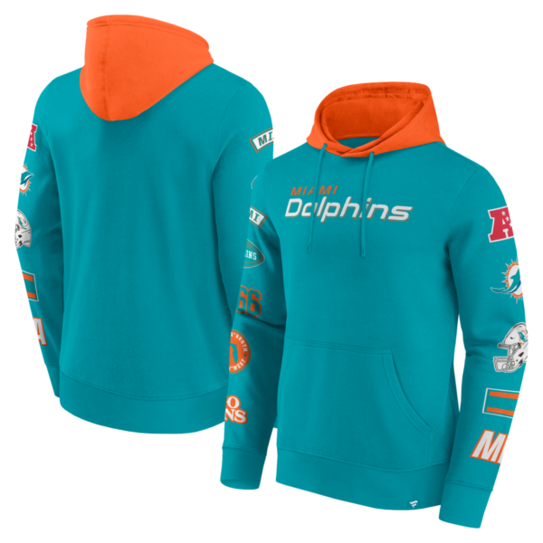 Fanatics - NFL - Colorblock Badge Fleece Hoodie - Miami Dolphins