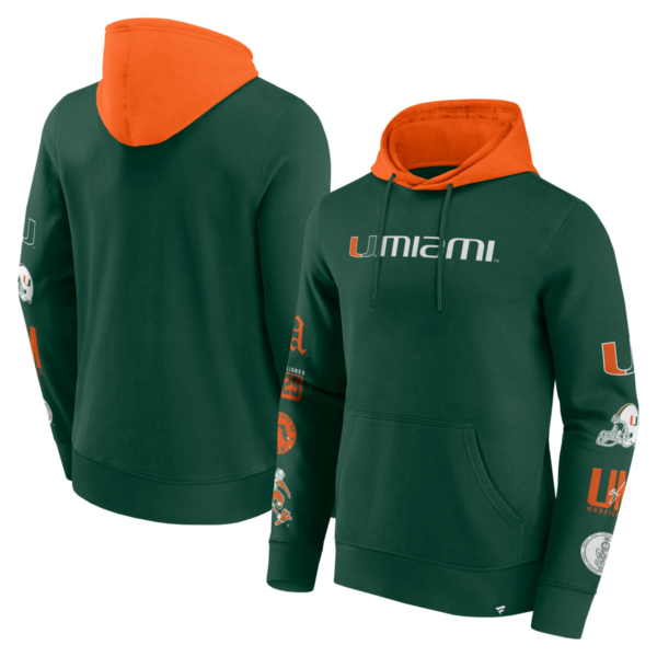 Fanatics - NCAA - Colorblock Badge Fleece Hoodie - Miami Hurricanes