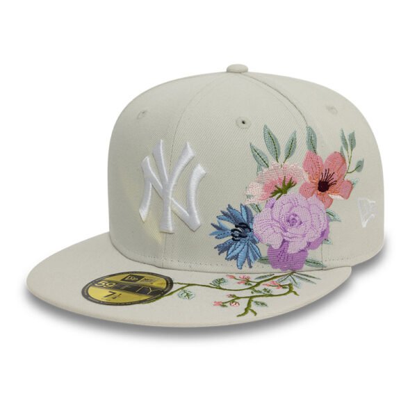 New York Yankees MLB Floral 59Fifty New Era Cream/White