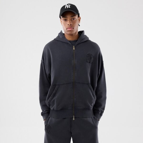 MLB Washed Full Zip Hoodie New York Yankees Black
