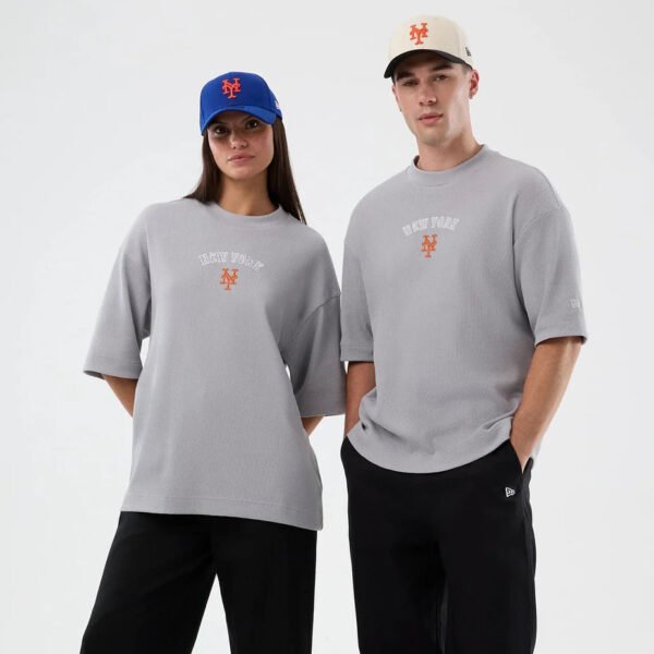 New York Mets MLB Waffle Box Tee New Era Grey