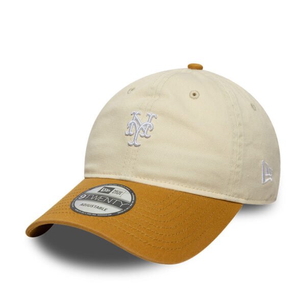 New York Mets 9TWENTY Strapback Mini Washed Beige/White
