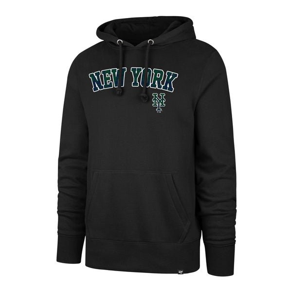 New York Mets Black Windowpane Burnside Pullover Hoody '47 Brand