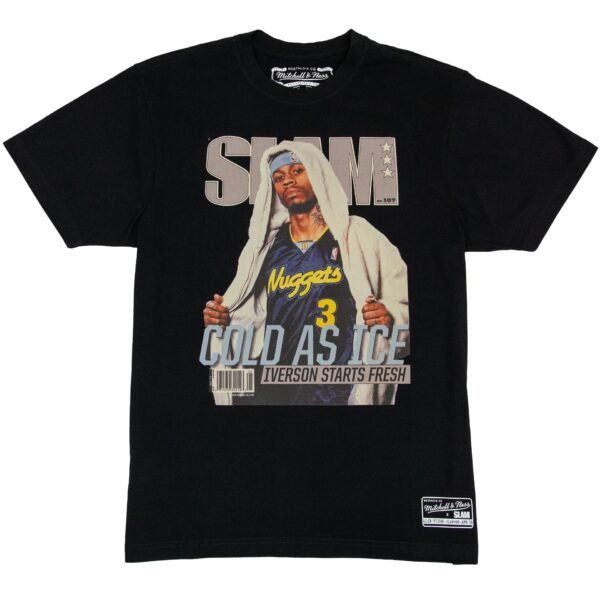 Allen Iverson Denver Nuggets NBA Slam Cover Tee Mitchell & Ness Black