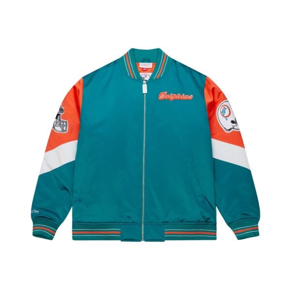 Miami Dolphins NFL Throw It Back Heavyweight Satin Jacket Mitchell & Ness
