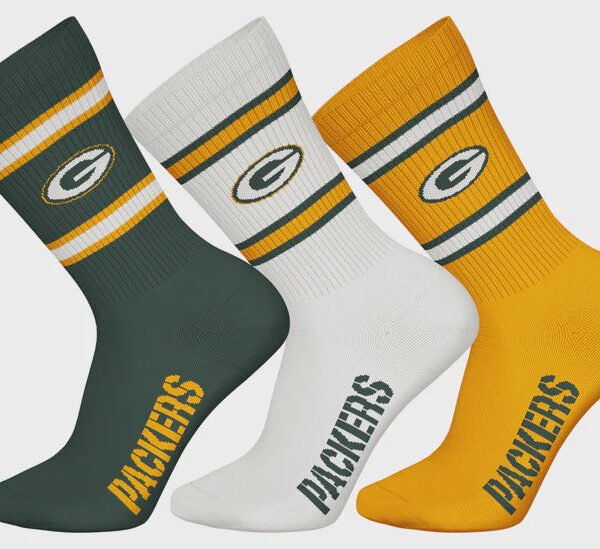 Barefoot - NFL Socks - NFL Green Bay Packers - 3 Pack Crew Socks