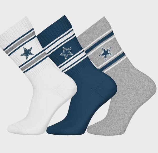 Barefoot - NFL Socks - NFL Dallas Cowboys - 3 Pairs Crew Socks
