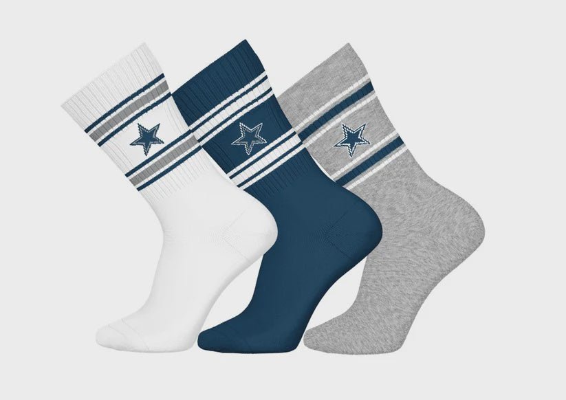 Barefoot - NFL Socks - NFL Dallas Cowboys - 3 Pairs Crew Socks