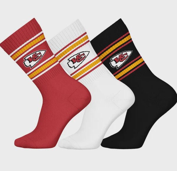 Barefoot - NFL Socks - NFL Kansas City Chiefs - 3 Pairs Crew Socks