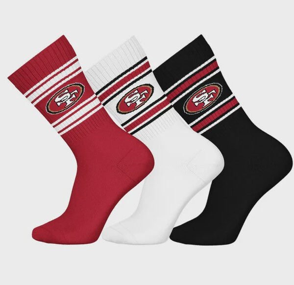 Barefoot - NFL Socks - NFL San Francisco 49ers - 3 Pairs Crew Socks