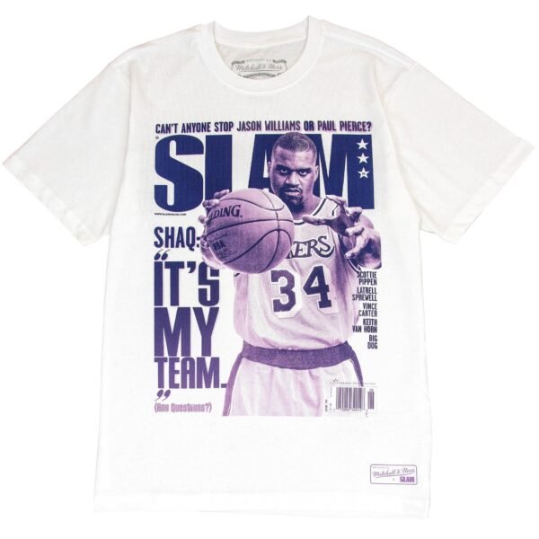 Shaquille O'neal Los Angeles Lakers NBA Gradient Slam Tee Mitchell & Ness White