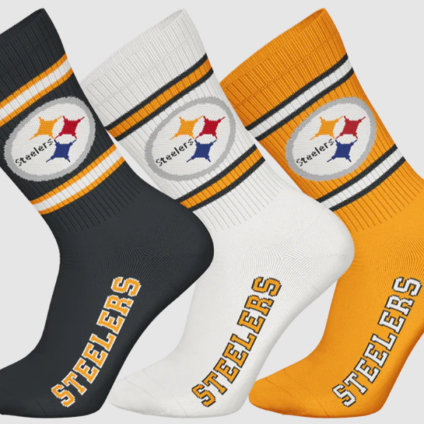 Barefoot - NFL Socks - Pittsburgh Steelers  - 3 Pack Crew Socks