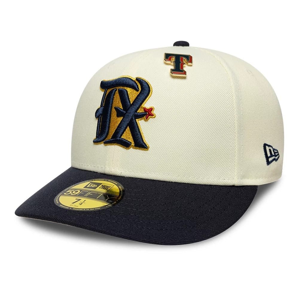 Texas Rangers MLB Pin 59FIFTY Fitted New Era Cream/Navy