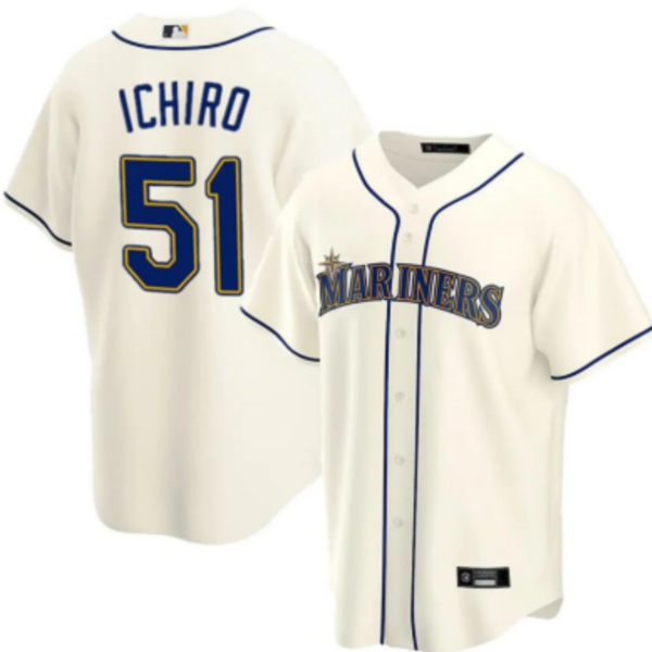 Seattle Mariners City Connect 51 Ichiro Men Stitched Royal White Beige MLB Shirts