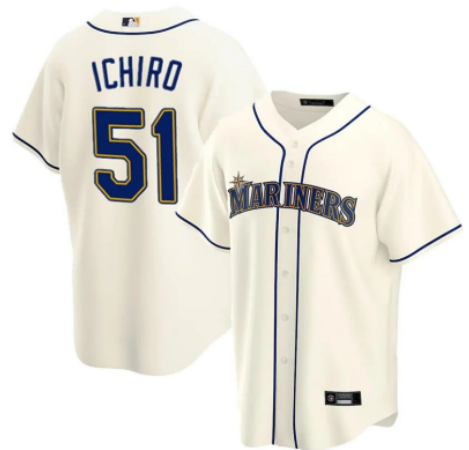 Seattle Mariners City Connect 51 Ichiro Men Stitched Royal White Beige MLB Shirts