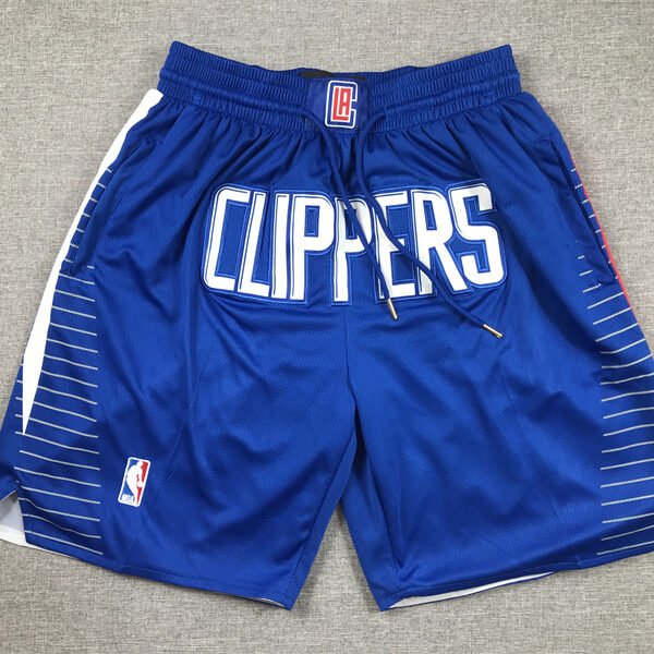 LA Clippers White Blue Navy Men Basketball Sports Shorts
