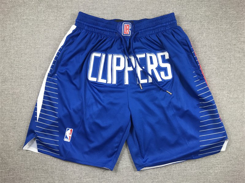 LA Clippers White Blue Navy Men Basketball Sports Shorts