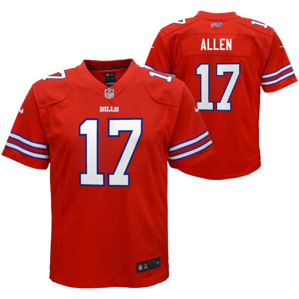 Youth Nike Josh Allen Red Blue Buffalo Bills Game Stitched Jersey