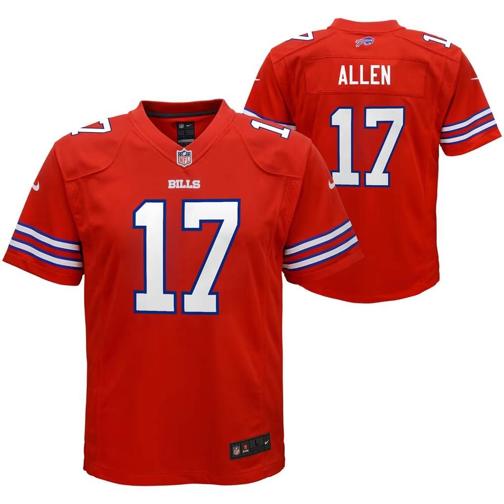 Youth Nike Josh Allen Red Blue Buffalo Bills Game Stitched Jersey