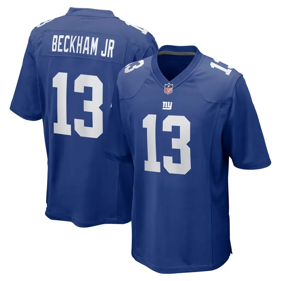 Stitched New York Giants Odell Beckham Jr. White Blue Football Shirts Nike - Image 4