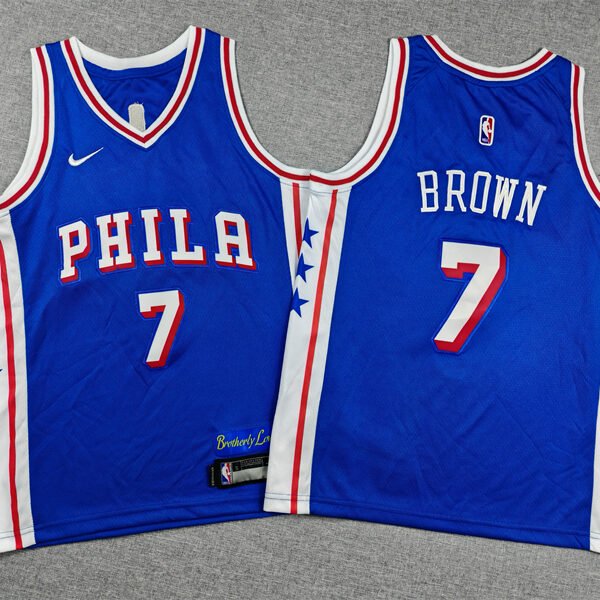 Children Black Blue Philadelphia 76ers #7 Jaylen Brown NBA Jerseys