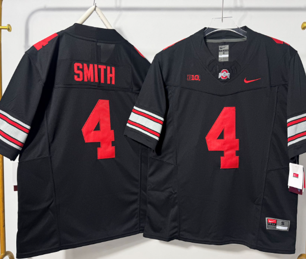 Jeremiah Smith #4 Ohio State Buckeyes Black Red White Grey Stitched American Football Jersey