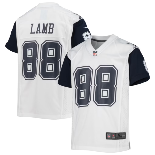 Youth CeeDee Lamb #88 Road White Navy Dallas Cowboys Jersey