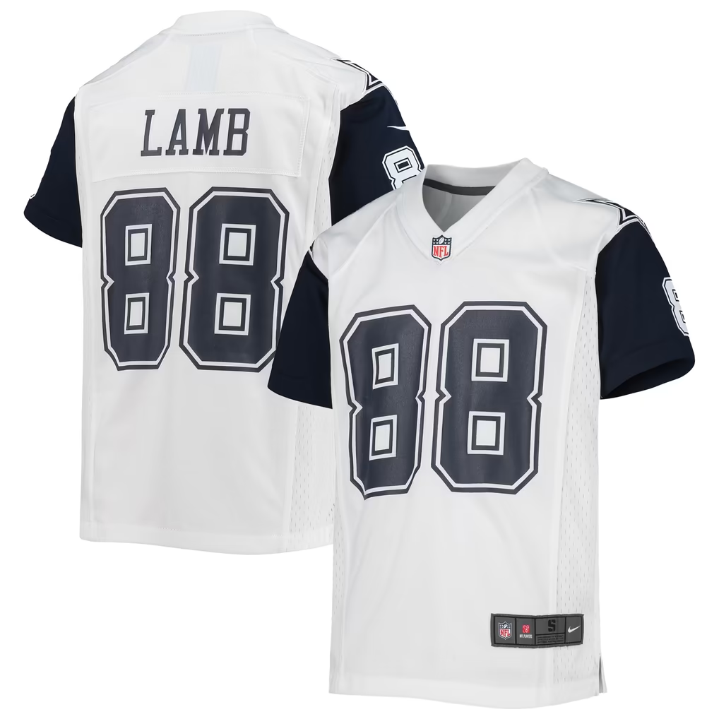 Youth CeeDee Lamb #88 Road White Navy Dallas Cowboys Jersey