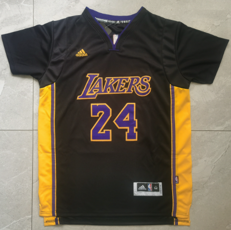 Short Sleeve Yellow Purple Black Stitched Kobe Bryant LA Lakers Basketball T-shirts