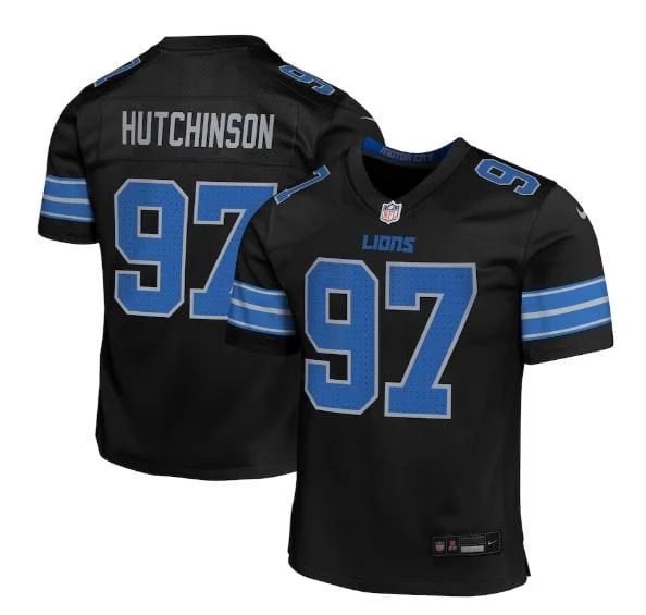 Youth Aidan Hutchinson #97 Detroit Lions Nike Blue Black Alternate Game Jersey - Image 2