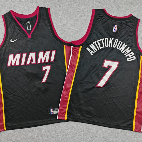 Giannis Antetokounmpo 7 Miami Heat Basketball Jersey Youth