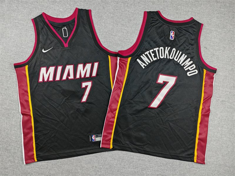 Giannis Antetokounmpo 7 Miami Heat Basketball Jersey Youth