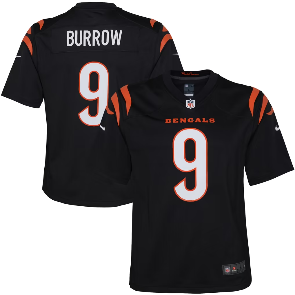 Youth Orange Black Joe Burrow Cincinnati Bengals Nike Jersey - Image 2