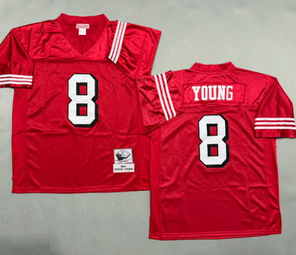 49ers Authentic Vintage Red White 1995 Starter #8 Steve Young Football Jersey