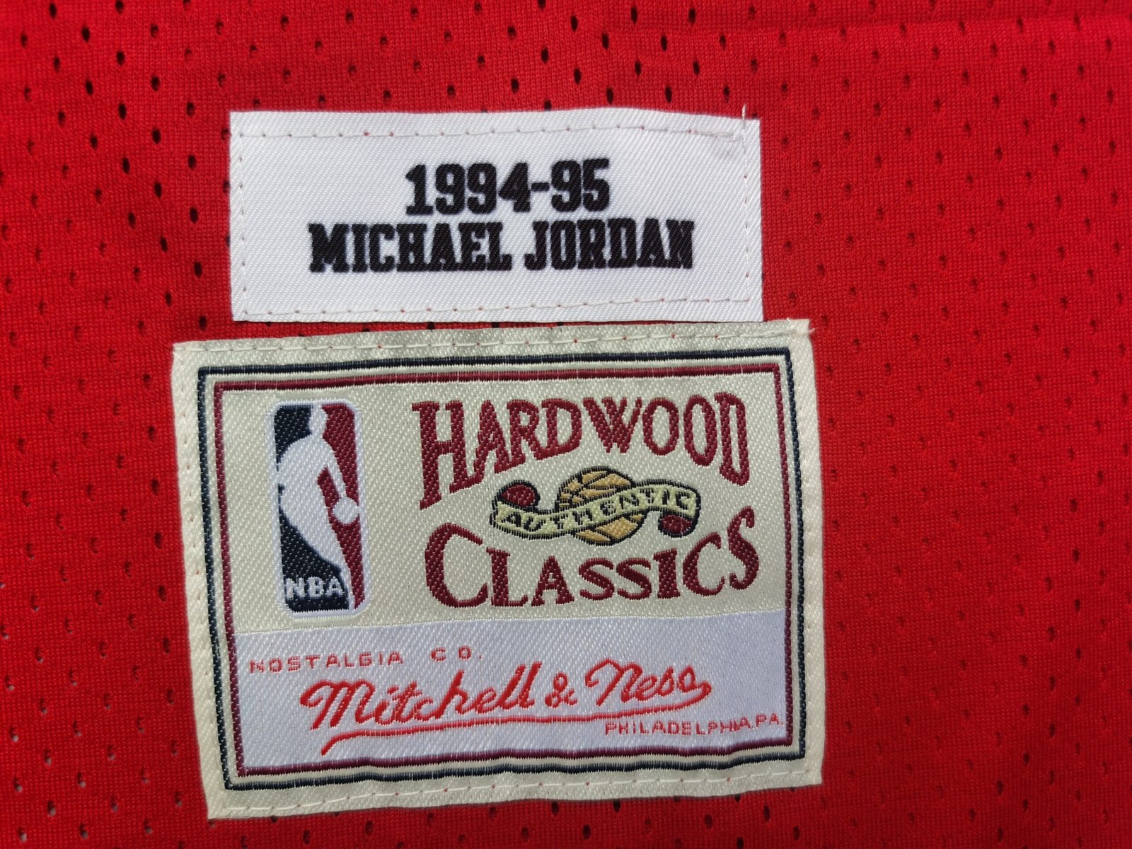Michael Jordan Number 45 Chicago Bulls Red White Black Stitched Mitchell & Ness Jersey - Image 4