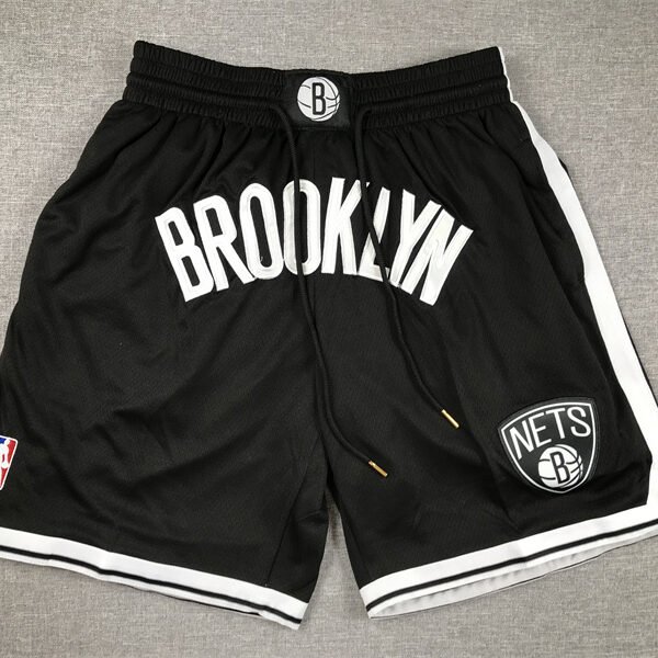Brooklyn Nets Men Embroidery White Grey Black Sports Shorts NBA