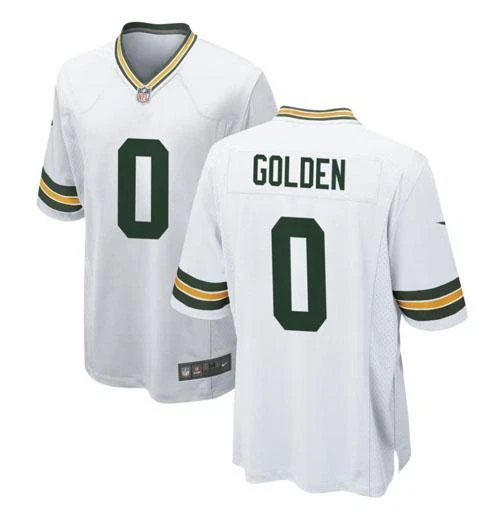 Men Stitched Green Bay Packers White Green Matthew Golden #0 NFL Jersey Nike