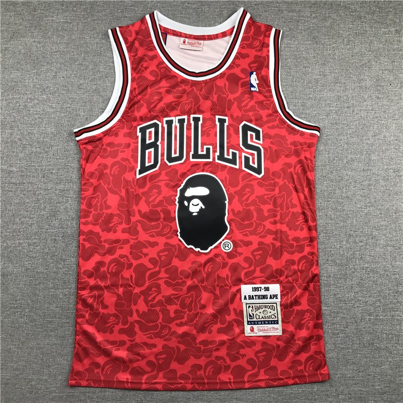 BAPE x Mitchell & Ness #93 Lakers Bulls Raptors Celtics Warriors Basketball Stitched Jersey