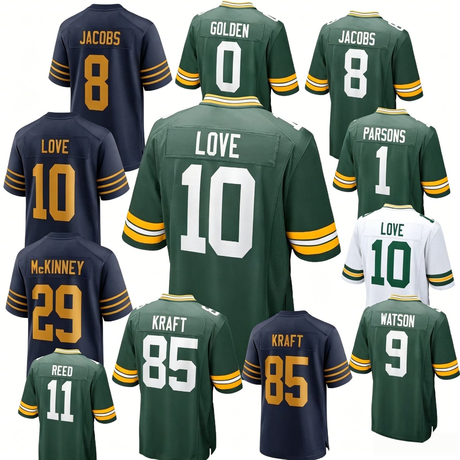 Green Bay Packers #0 #1 #10 #9 #85 Nike White Green Men NFL Jerseys