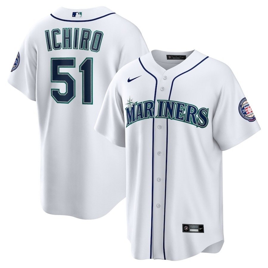 Seattle Mariners City Connect 51 Ichiro Men Stitched Royal White Beige MLB Shirts - Image 5