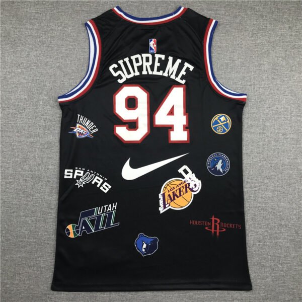 White Black Stitched Supreme x NBA #94 Basketball Shirt