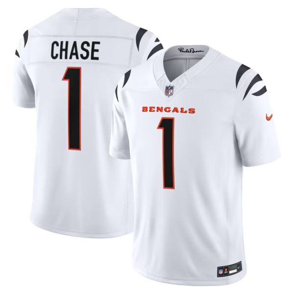Cincinnati Bengals Ja'Marr Chase #1 White Orange Black Stitched Replica NFL Jersey Nike