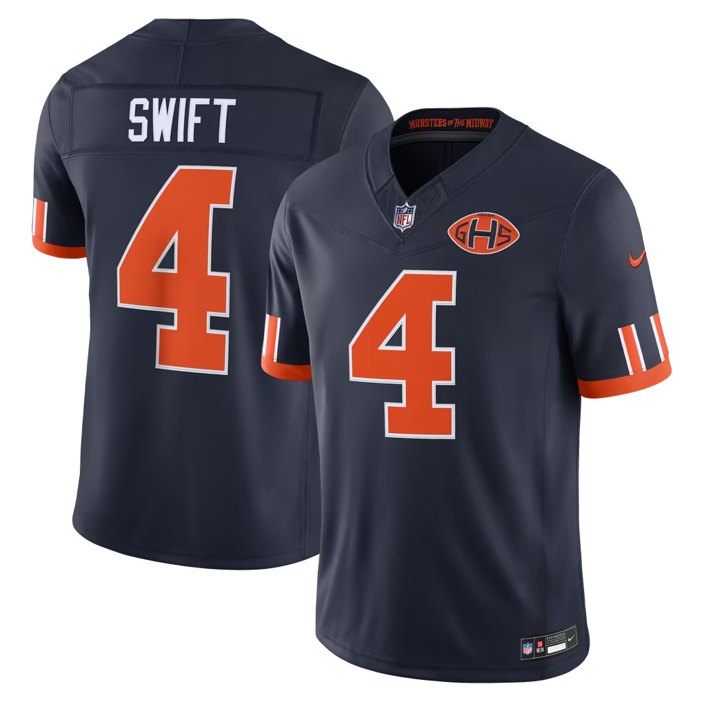 Chicago Bears Nike D'Andre Swift Navy Orange White Stitched NFL Jersey - Image 4