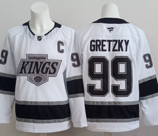Kings Adrian Kempe #9 Kopitar #11 Gretzky #99 Premium White Away Jersey