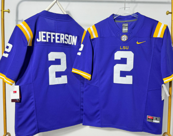 NCAA LSU Tigers #2 Justin Jefferson Purple F.U.S.E. Vapor Limited Jersey Nike