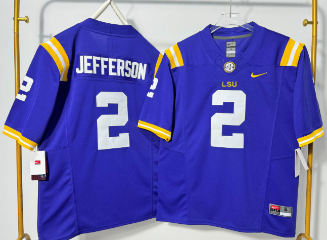 NCAA LSU Tigers #2 Justin Jefferson Purple F.U.S.E. Vapor Limited Jersey Nike