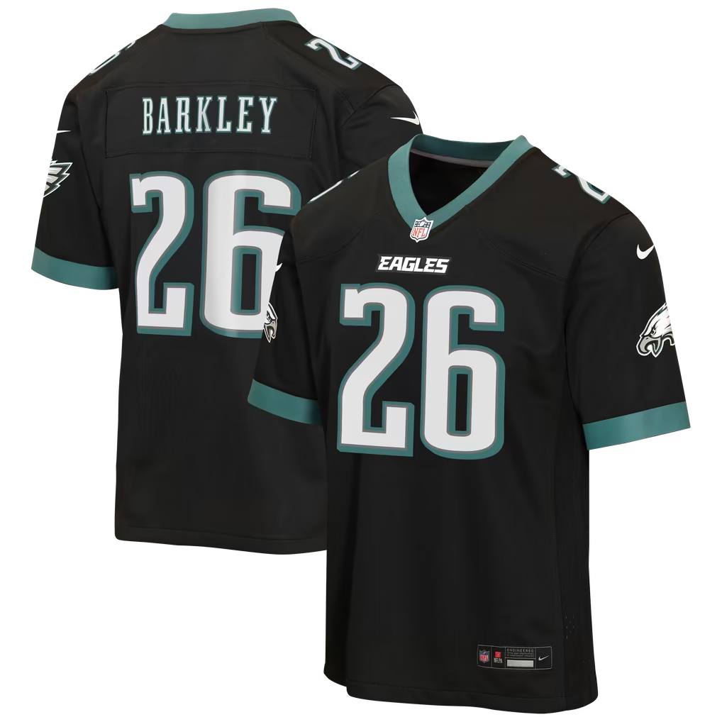 Children Nike Saquon Barkley Midnight Green White Black Philadelphia Eagles Jersey Nike - Image 2