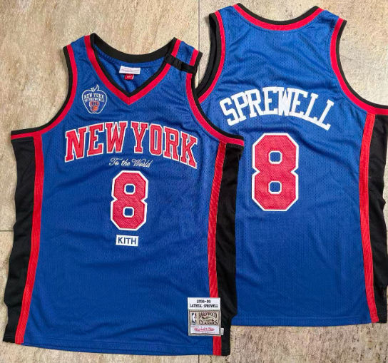 Dense Stitched Kith And Mitchell & Ness Latrell Sprewell Ewing Brunson Jersey