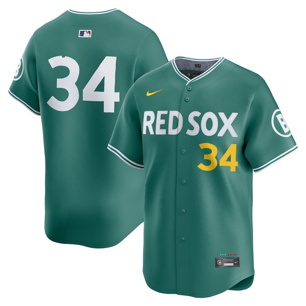 Men Stitched David Ortiz #34 White Green Yellow Red Boston Red Sox Jersey Nike - Image 5